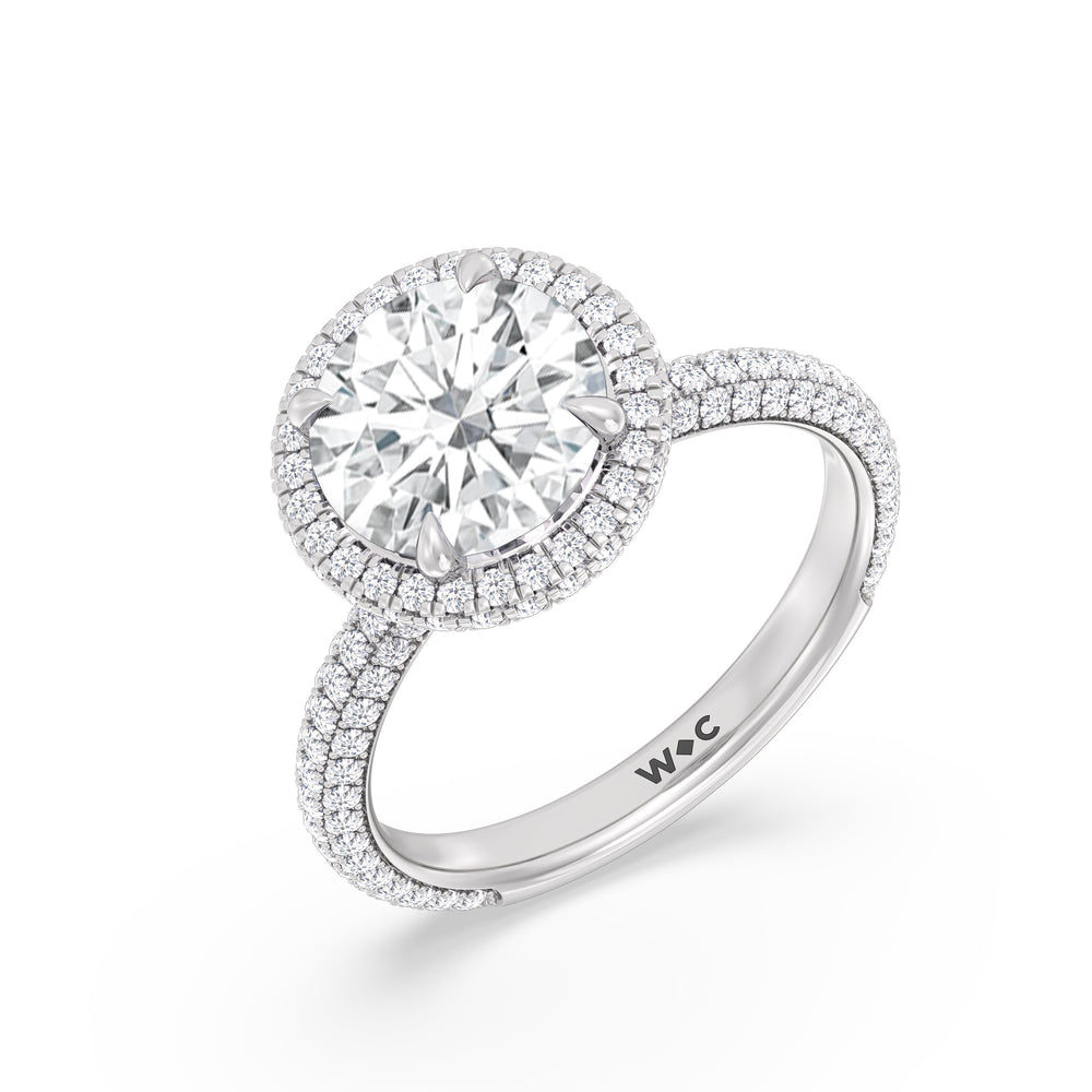 The Windsor Halo Ring with Round Cut Diamond in 14KT Platinum view 8

