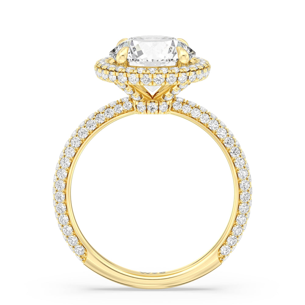 The Windsor Halo Ring with Round Cut Diamond in 14KT Yellow Gold view 7
