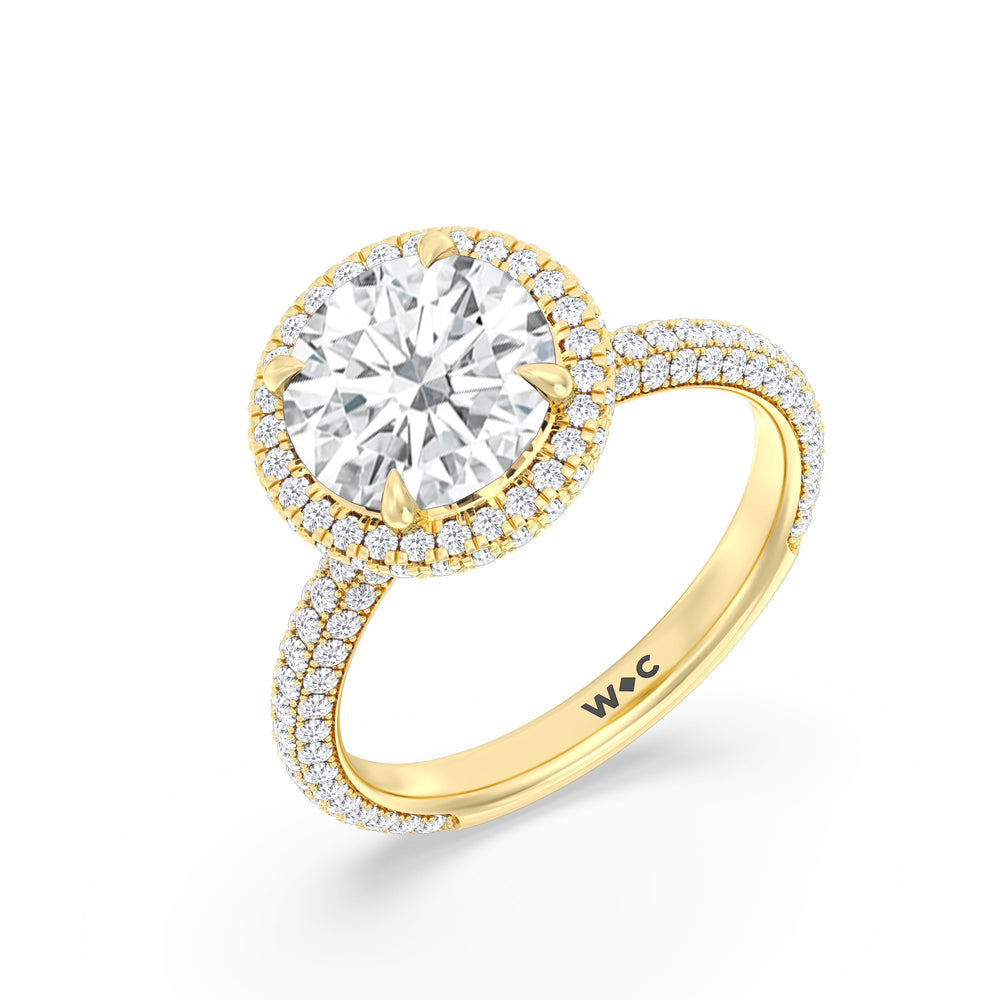 The Windsor Halo Ring with Round Cut Diamond in 14KT Yellow Gold view 8
