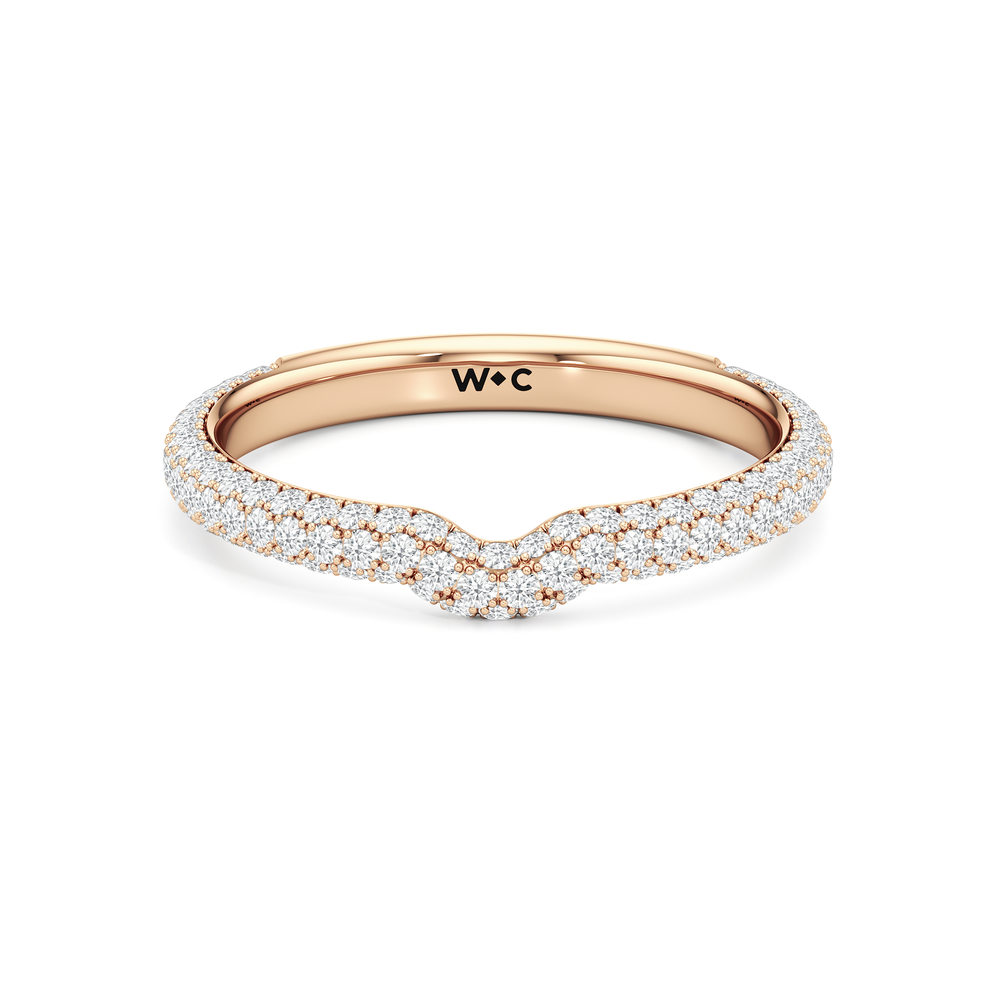 The Windsor Halo Diamond Wedding Band with 18KT Rose Gold Cut Diamond in 14KT Rose Gold view 1
