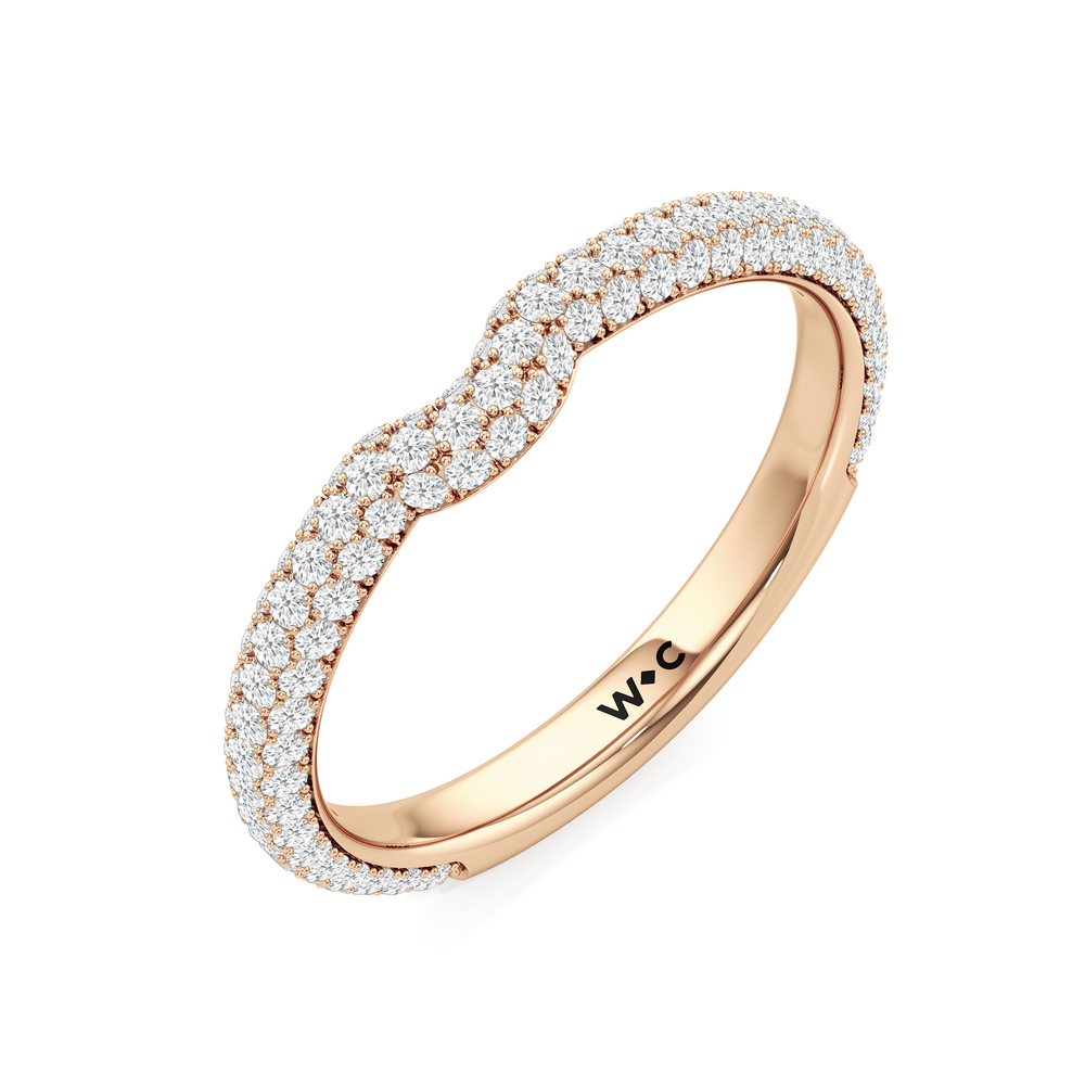The Windsor Halo Diamond Wedding Band with 18KT Rose Gold Cut Diamond in 14KT Rose Gold view 6
