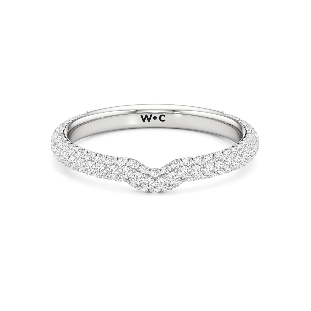 The Windsor Halo Diamond Wedding Band with Platinum Cut Diamond in 14KT Platinum view 1
