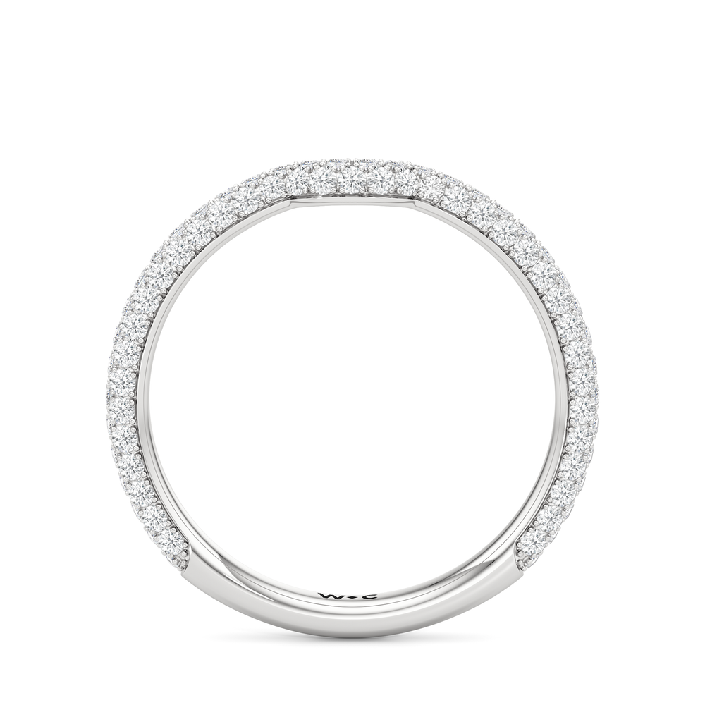The Windsor Halo Diamond Wedding Band with Platinum Cut Diamond in 14KT Platinum view 5
