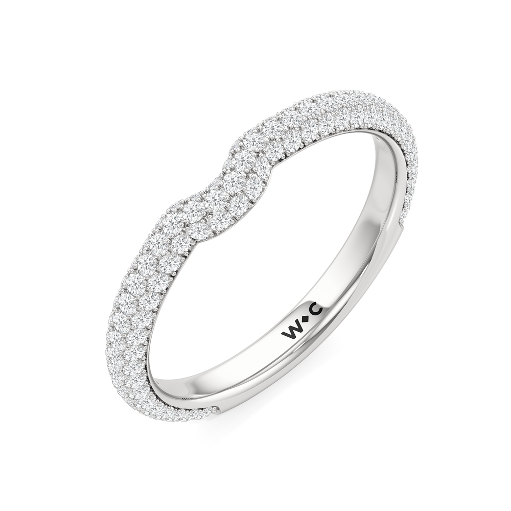 The Windsor Halo Diamond Wedding Band with Platinum Cut Diamond in 14KT Platinum view 6

