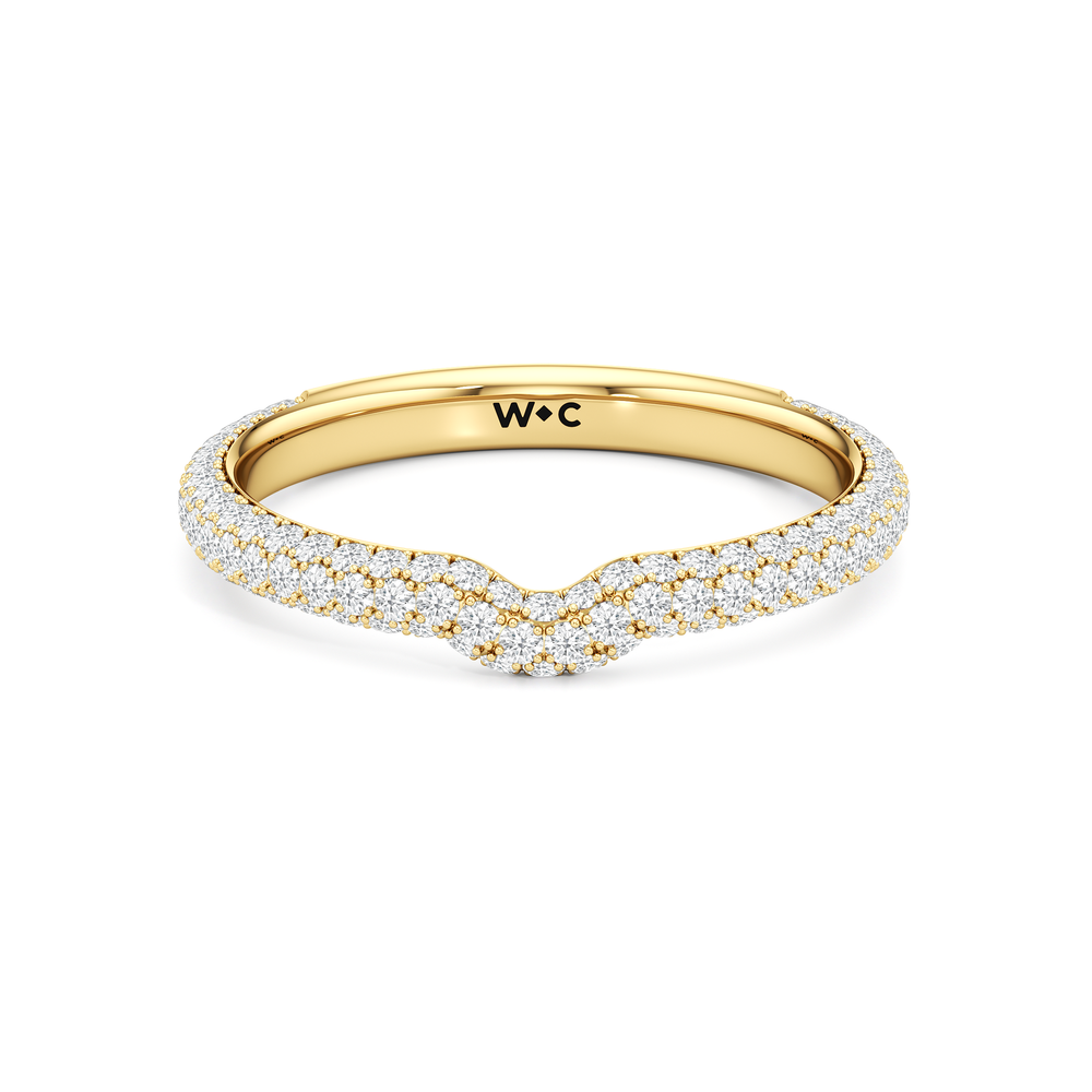 The Windsor Halo Diamond Wedding Band with 18KT Yellow Gold Cut Diamond in 14KT Yellow Gold view 1
