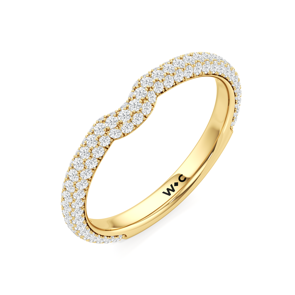 The Windsor Halo Diamond Wedding Band with 18KT Yellow Gold Cut Diamond in 14KT Yellow Gold view 6

