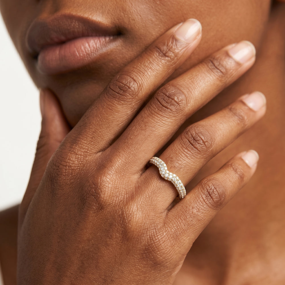 The Windsor Halo Diamond Wedding Band with 18KT Rose Gold Cut Diamond in 14KT Rose Gold view 2
