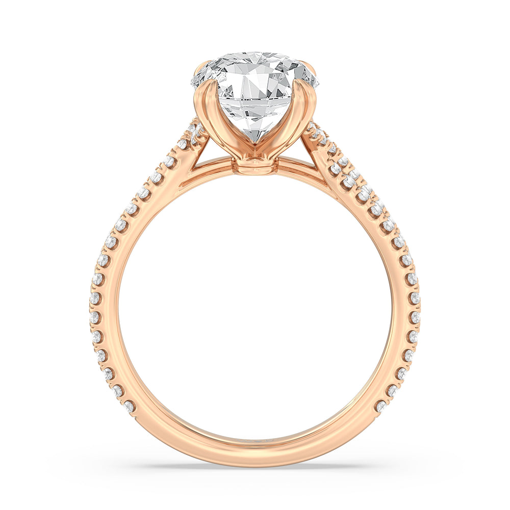 Elegance Pave Engagement Ring with Oval Cut Diamond in 14KT Rose Gold view 2
