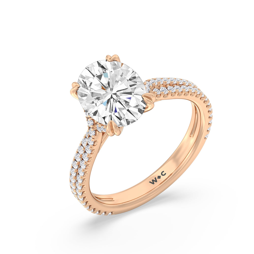 Elegance Pave Engagement Ring with Oval Cut Diamond in 14KT Rose Gold view 3
