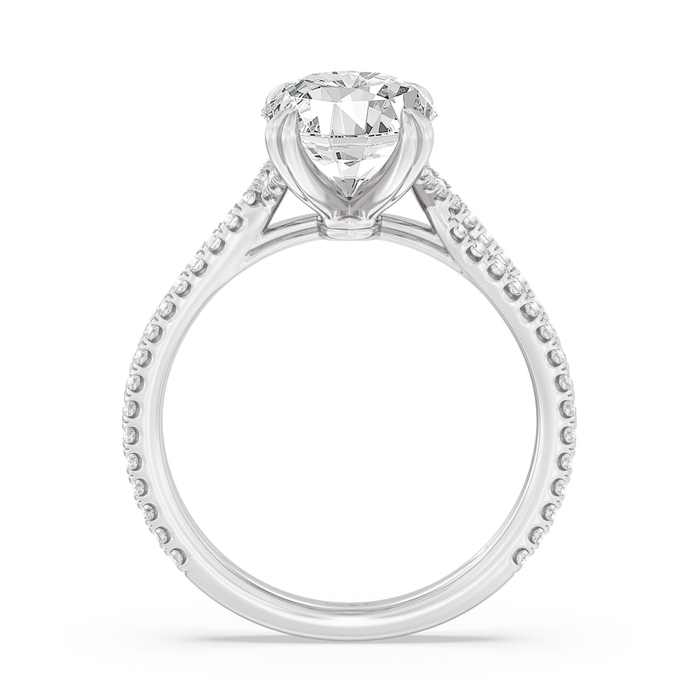 Elegance Pave Engagement Ring with Oval Cut Diamond in 14KT Platinum view 2
