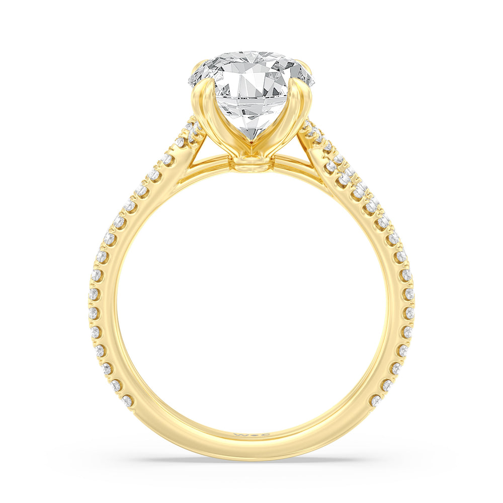 Elegance Pave Engagement Ring with Oval Cut Diamond in 14KT Yellow Gold view 2
