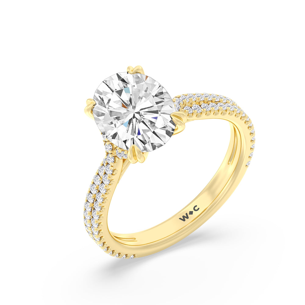 Elegance Pave Engagement Ring with Oval Cut Diamond in 14KT Yellow Gold view 3
