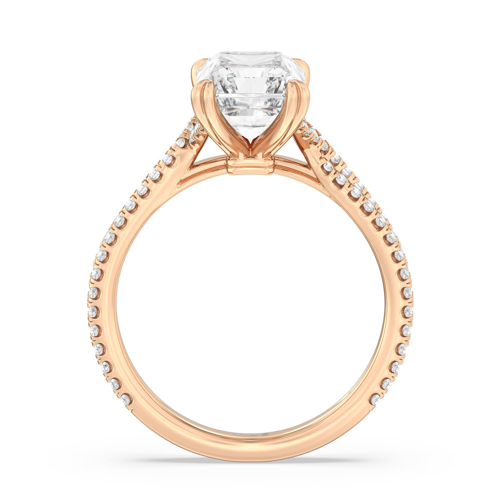 Elegance Pave Engagement Ring with Radiant Cut Diamond in 14KT Rose Gold view 2
