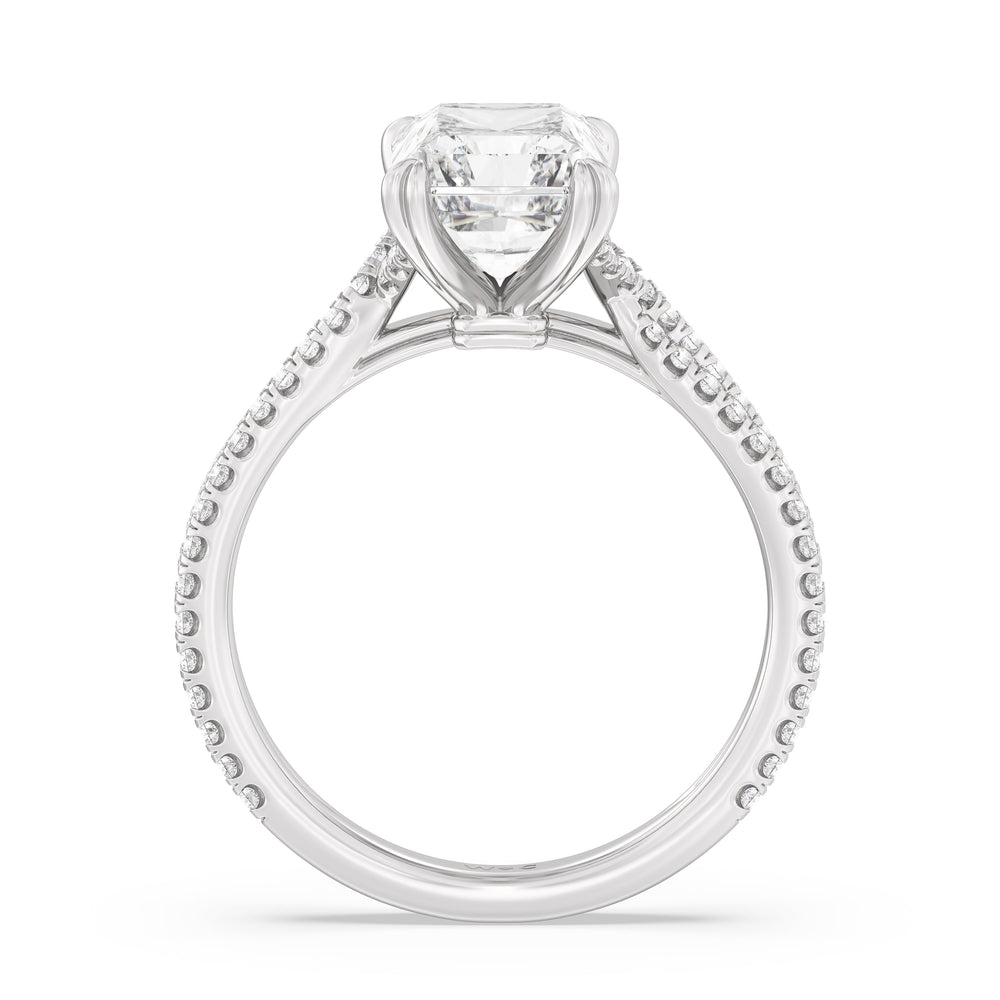 Elegance Pave Engagement Ring with Radiant Cut Diamond in 14KT Platinum view 2
