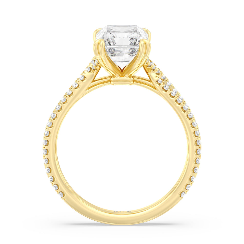 Elegance Pave Engagement Ring with Radiant Cut Diamond in 14KT Yellow Gold view 2
