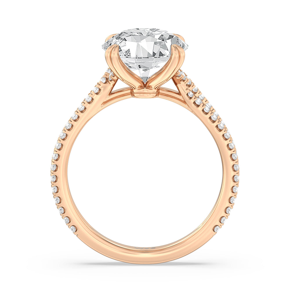 Elegance Pave Engagement Ring with Round Cut Diamond in 14KT Rose Gold view 2
