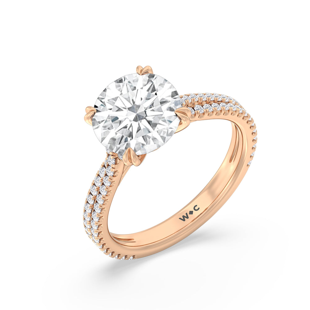 Elegance Pave Engagement Ring with Round Cut Diamond in 14KT Rose Gold view 3
