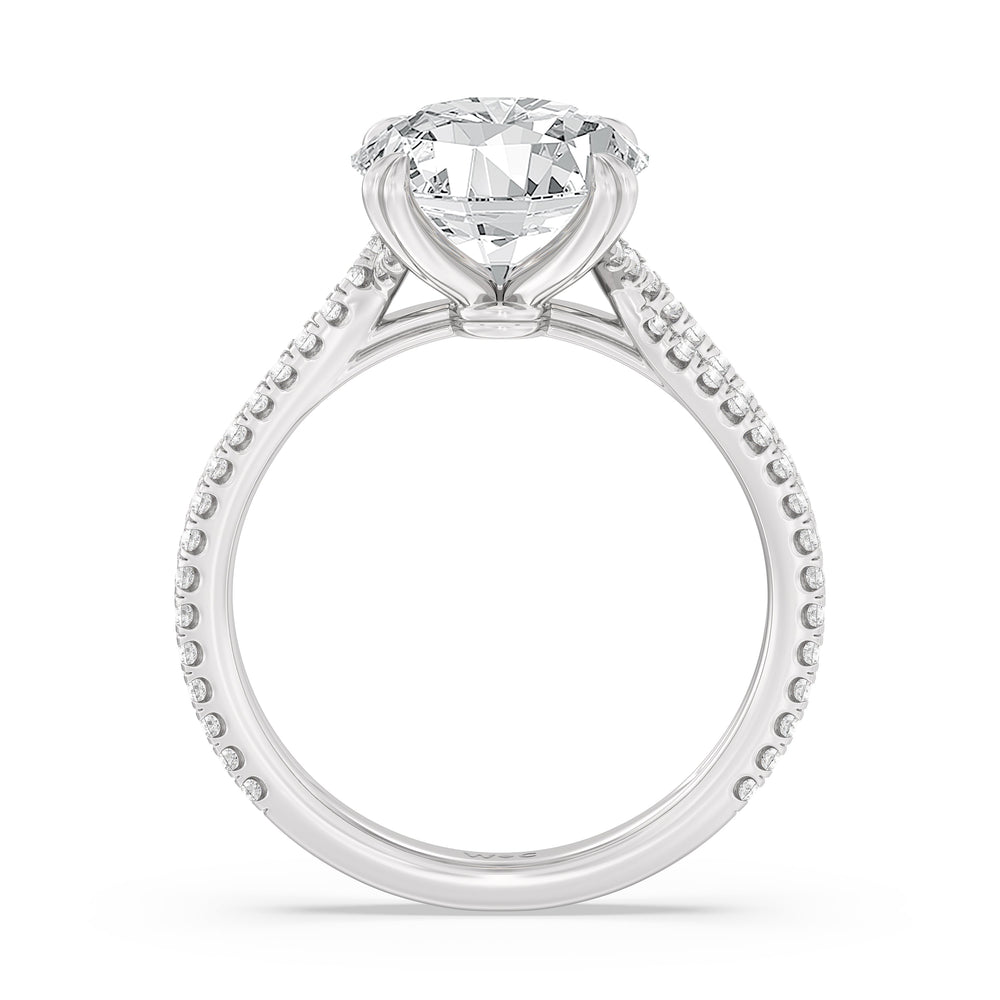 Elegance Pave Engagement Ring with Round Cut Diamond in 14KT Platinum view 2
