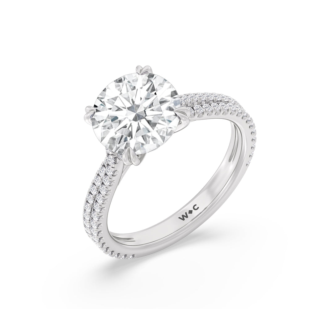 Elegance Pave Engagement Ring with Round Cut Diamond in 14KT Platinum view 3
