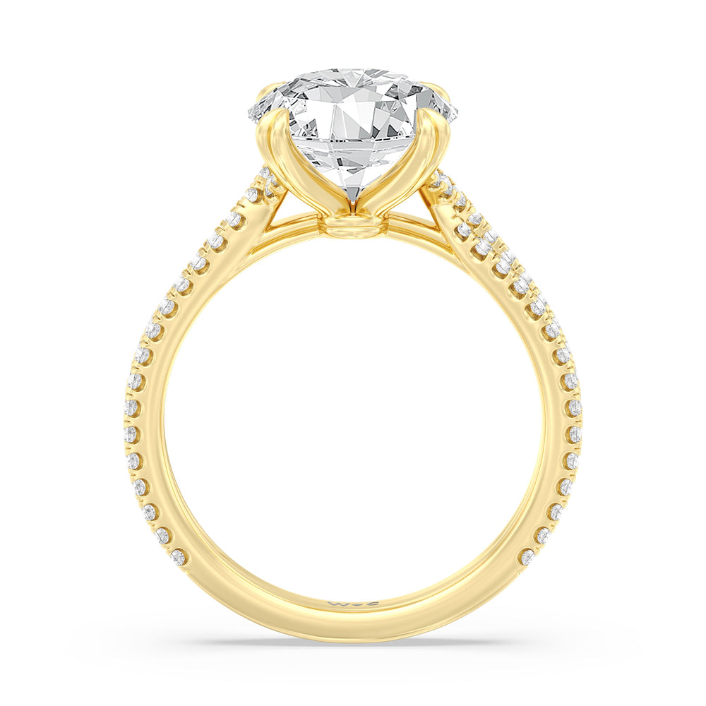 Elegance Pave Engagement Ring with Round Cut Diamond in 14KT Yellow Gold view 2
