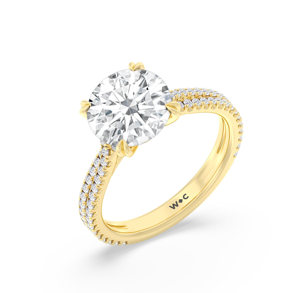 Elegance Pave Engagement Ring with Round Cut Diamond in 14KT Yellow Gold view 3
