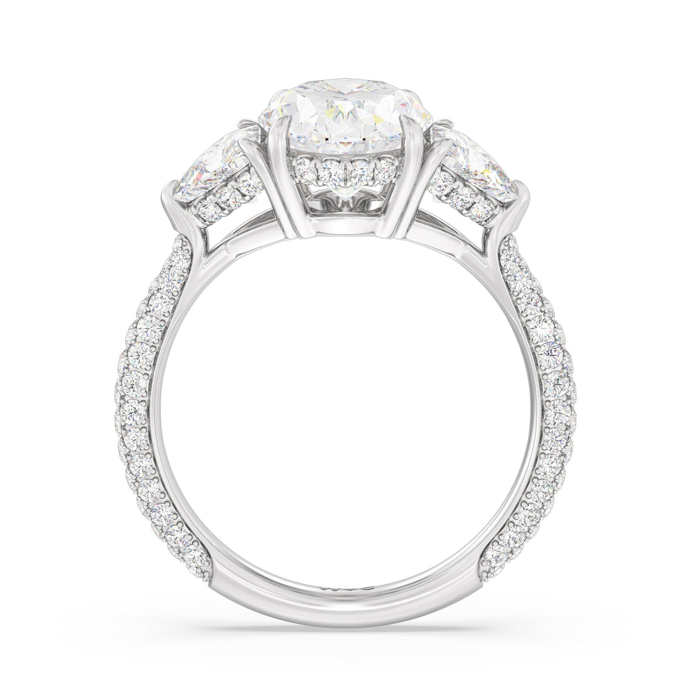 The Windsor Trillion Three Stone Ring with Oval Cut Diamond in 14KT Platinum view 5
