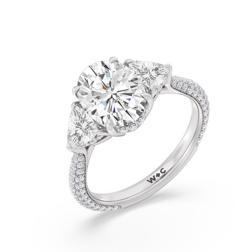 The Windsor Trillion Three Stone Ring with Oval Cut Diamond in 14KT Platinum view 6
