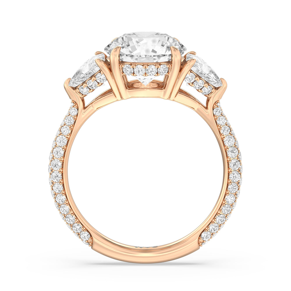 The Windsor Trillion Three Stone Ring with Round Cut Diamond in 14KT Rose Gold view 5
