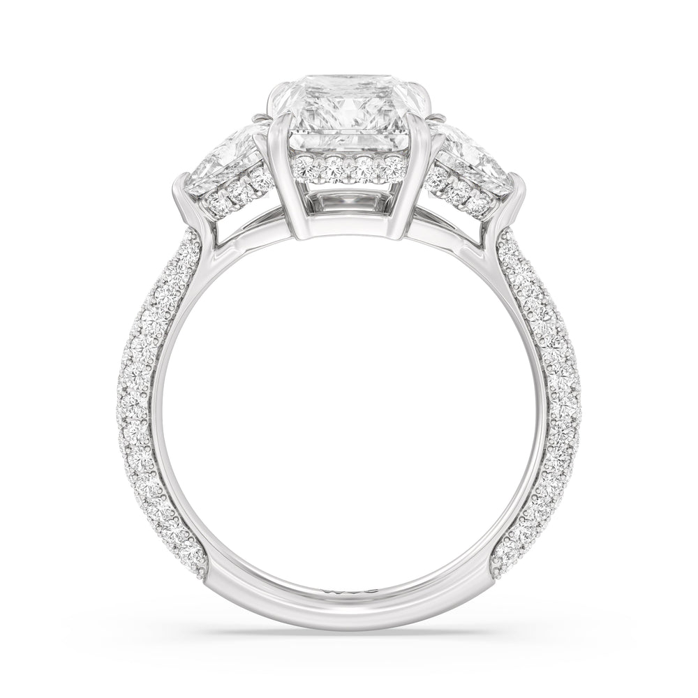 The Windsor Trillion Three Stone Ring with Radiant Cut Diamond in 14KT Platinum view 5

