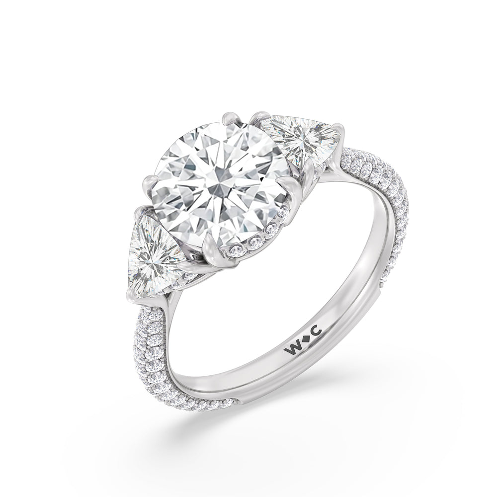 The Windsor Trillion Three Stone Ring with Round Cut Diamond in 14KT Platinum view 6
