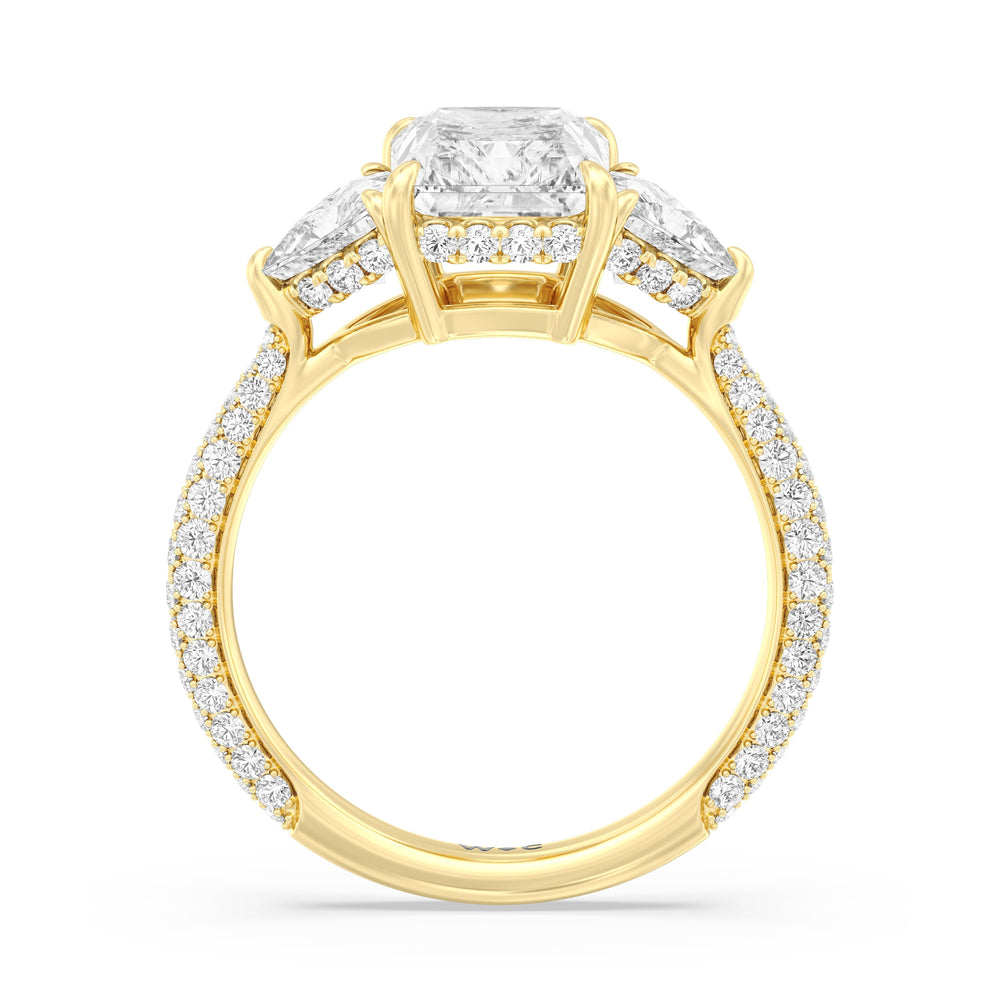 The Windsor Trillion Three Stone Ring with Radiant Cut Diamond in 14KT Yellow Gold view 5
