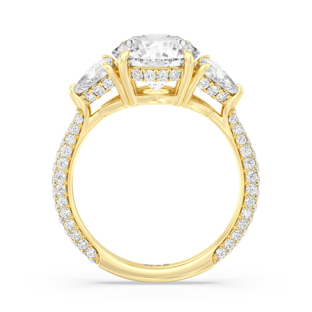 The Windsor Trillion Three Stone Ring with Round Cut Diamond in 14KT Yellow Gold view 5
