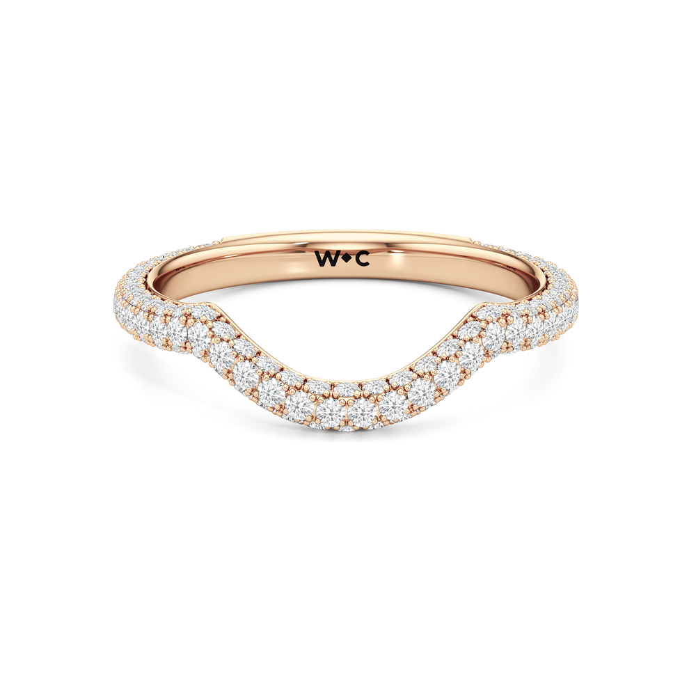 The Windsor Trillion Three Stone Diamond Wedding Band with 18KT Rose Gold Cut Diamond in 14KT Rose Gold view 1
