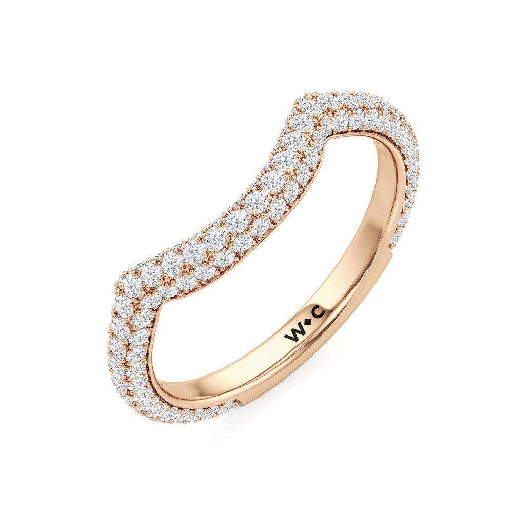 The Windsor Trillion Three Stone Diamond Wedding Band with 18KT Rose Gold Cut Diamond in 14KT Rose Gold view 6
