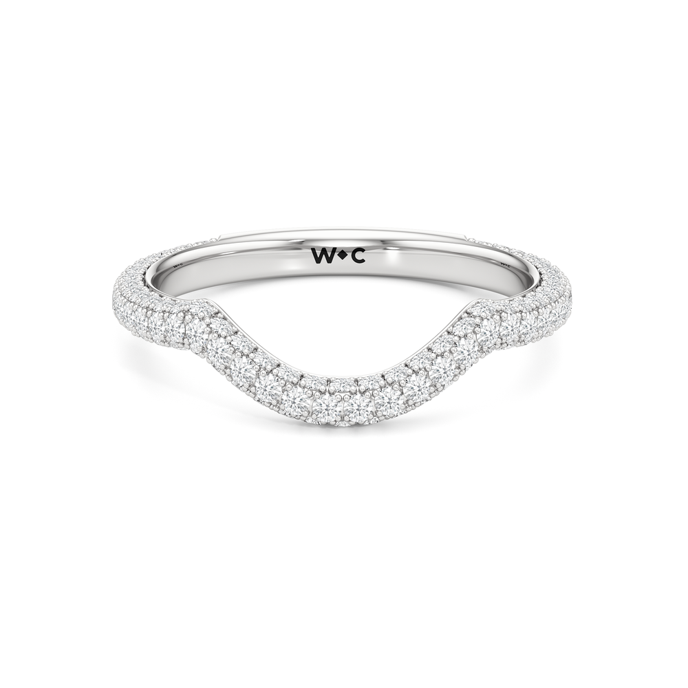 The Windsor Trillion Three Stone Diamond Wedding Band with Platinum Cut Diamond in 14KT Platinum view 1
