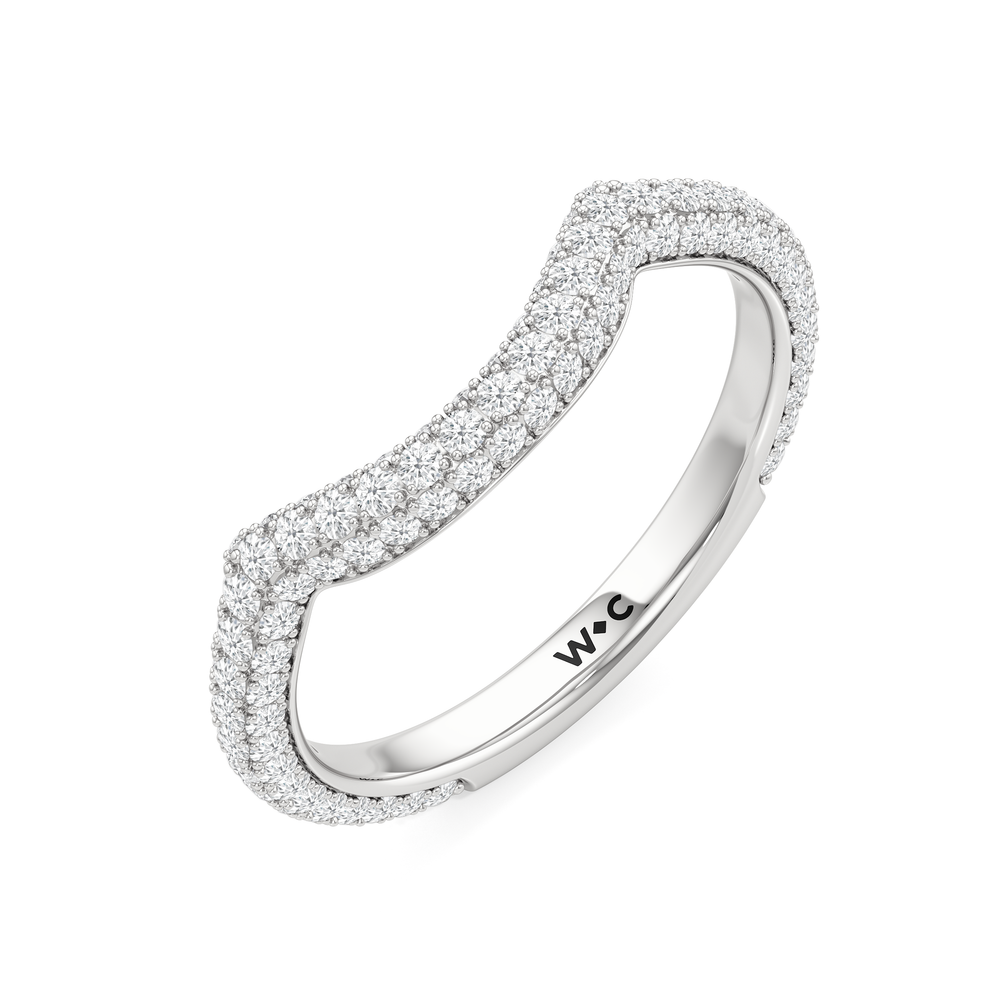 The Windsor Trillion Three Stone Diamond Wedding Band with Platinum Cut Diamond in 14KT Platinum view 6
