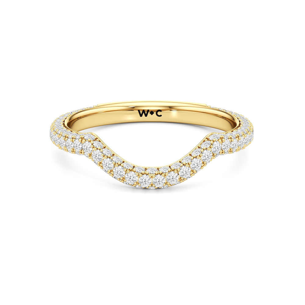 The Windsor Trillion Three Stone Diamond Wedding Band with 18KT Yellow Gold Cut Diamond in 14KT Yellow Gold view 1
