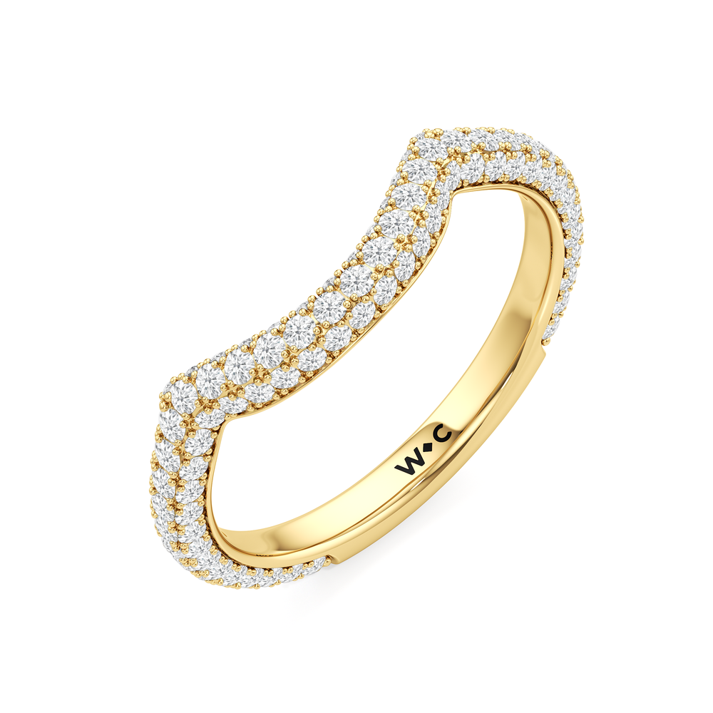 The Windsor Trillion Three Stone Diamond Wedding Band with 18KT Yellow Gold Cut Diamond in 14KT Yellow Gold view 6
