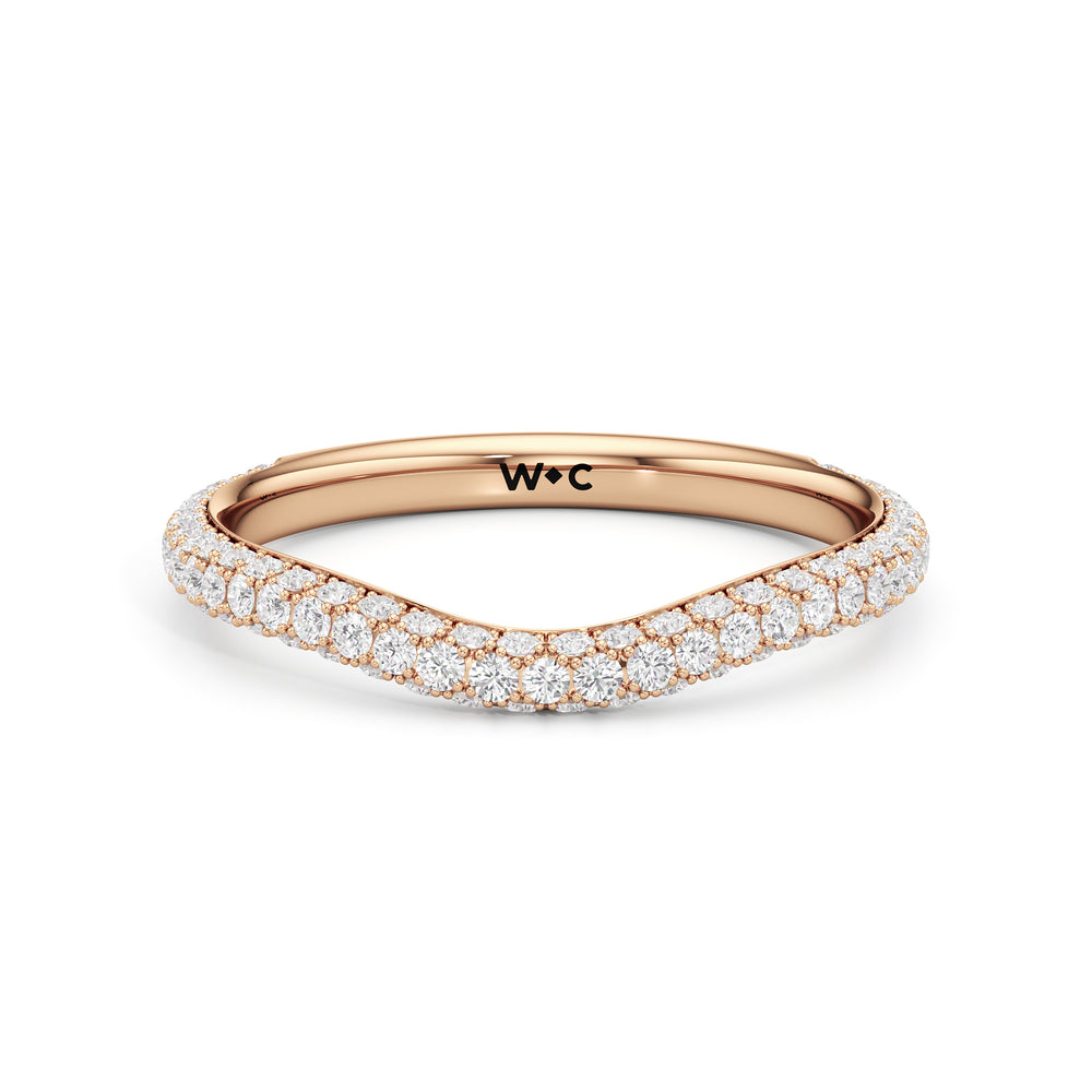 The Juliet Three Stone Diamond Wedding Band with 18KT Rose Gold Cut Diamond in 14KT Rose Gold view 1

