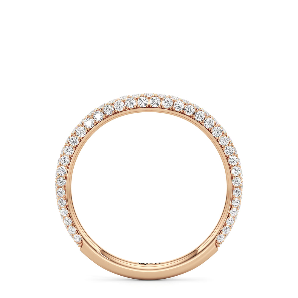 The Juliet Three Stone Diamond Wedding Band with 18KT Rose Gold Cut Diamond in 14KT Rose Gold view 2
