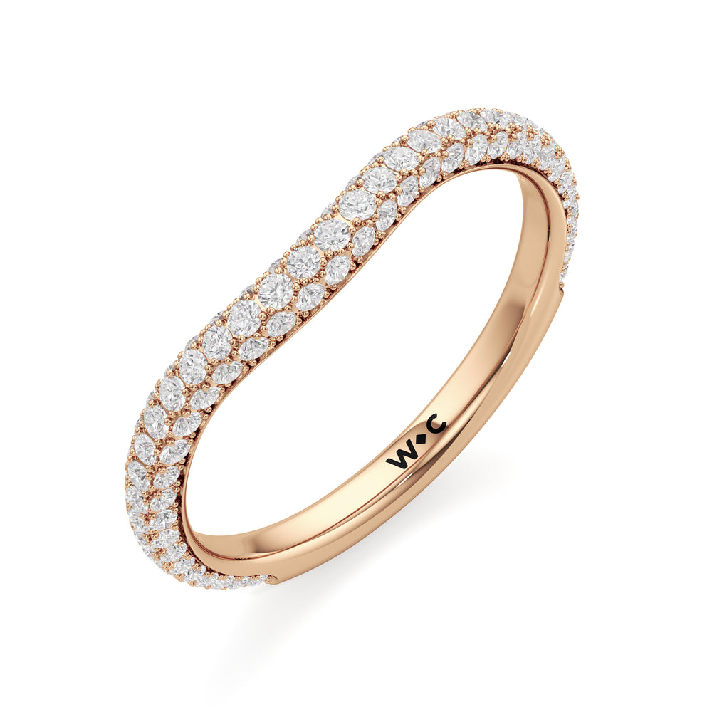 The Juliet Three Stone Diamond Wedding Band with 18KT Rose Gold Cut Diamond in 14KT Rose Gold view 3
