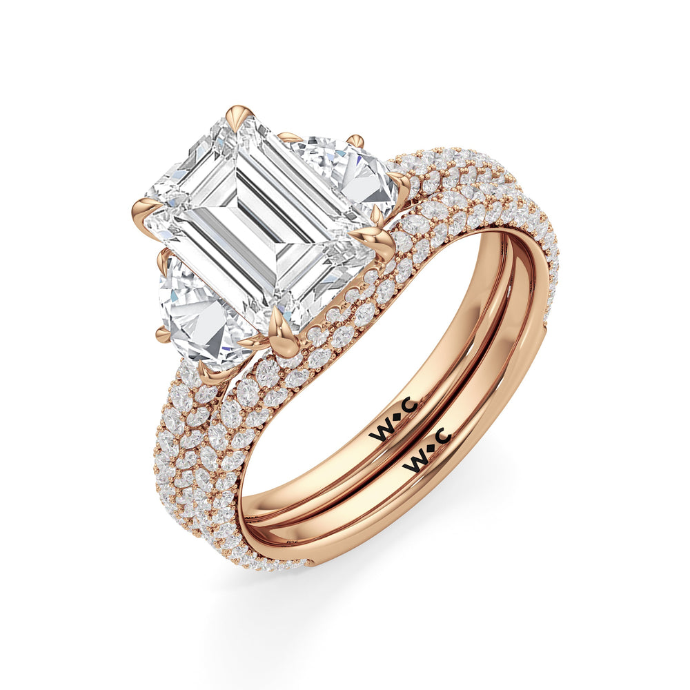 The Juliet Three Stone Engagement Ring with Oval Cut Diamond in 14KT Rose Gold view 5
