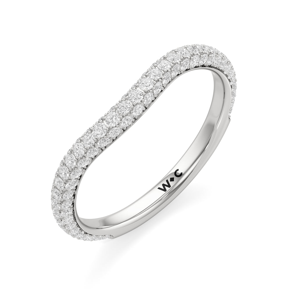 The Juliet Three Stone Diamond Wedding Band with Platinum Cut Diamond in 14KT Platinum view 3
