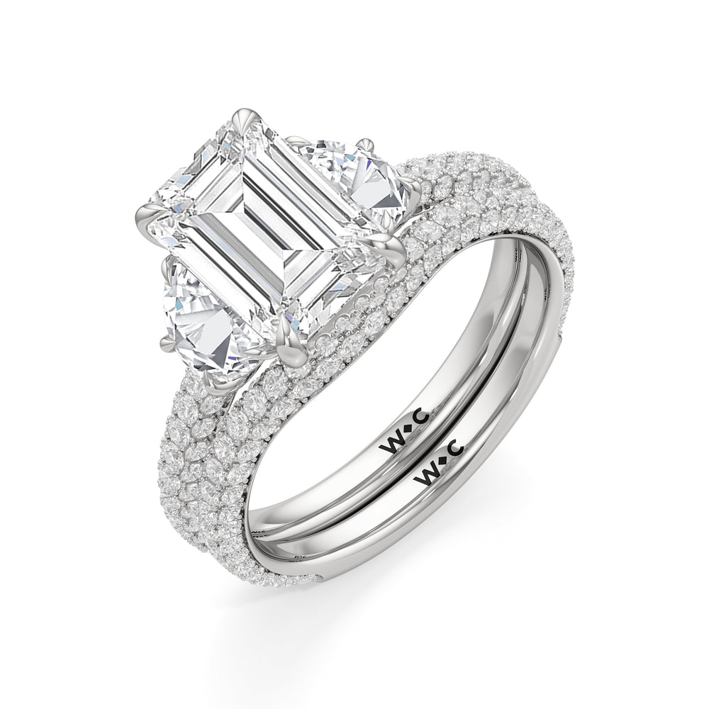 The Juliet Three Stone Engagement Ring with Oval Cut Diamond in 14KT Platinum view 5
