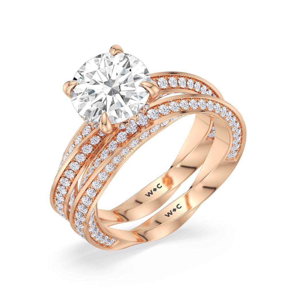 The Bond Engagement Ring with Round Cut Diamond in 14KT Rose Gold view 5
