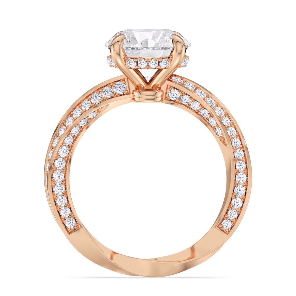 Round Cut The Bond Engagement Ring with Lab Grown Diamond in 14KT Rose Gold view 3
