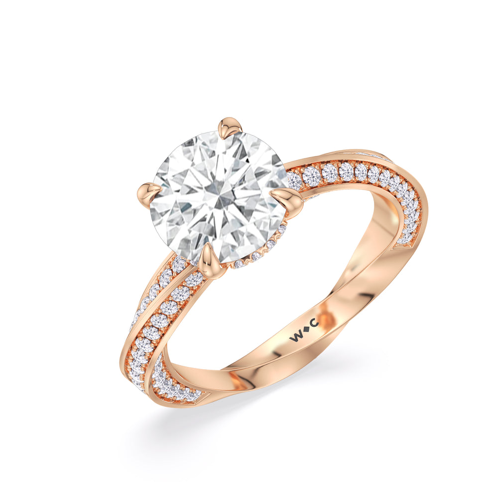 Round Cut The Bond Engagement Ring with Lab Grown Diamond in 14KT Rose Gold view 4
