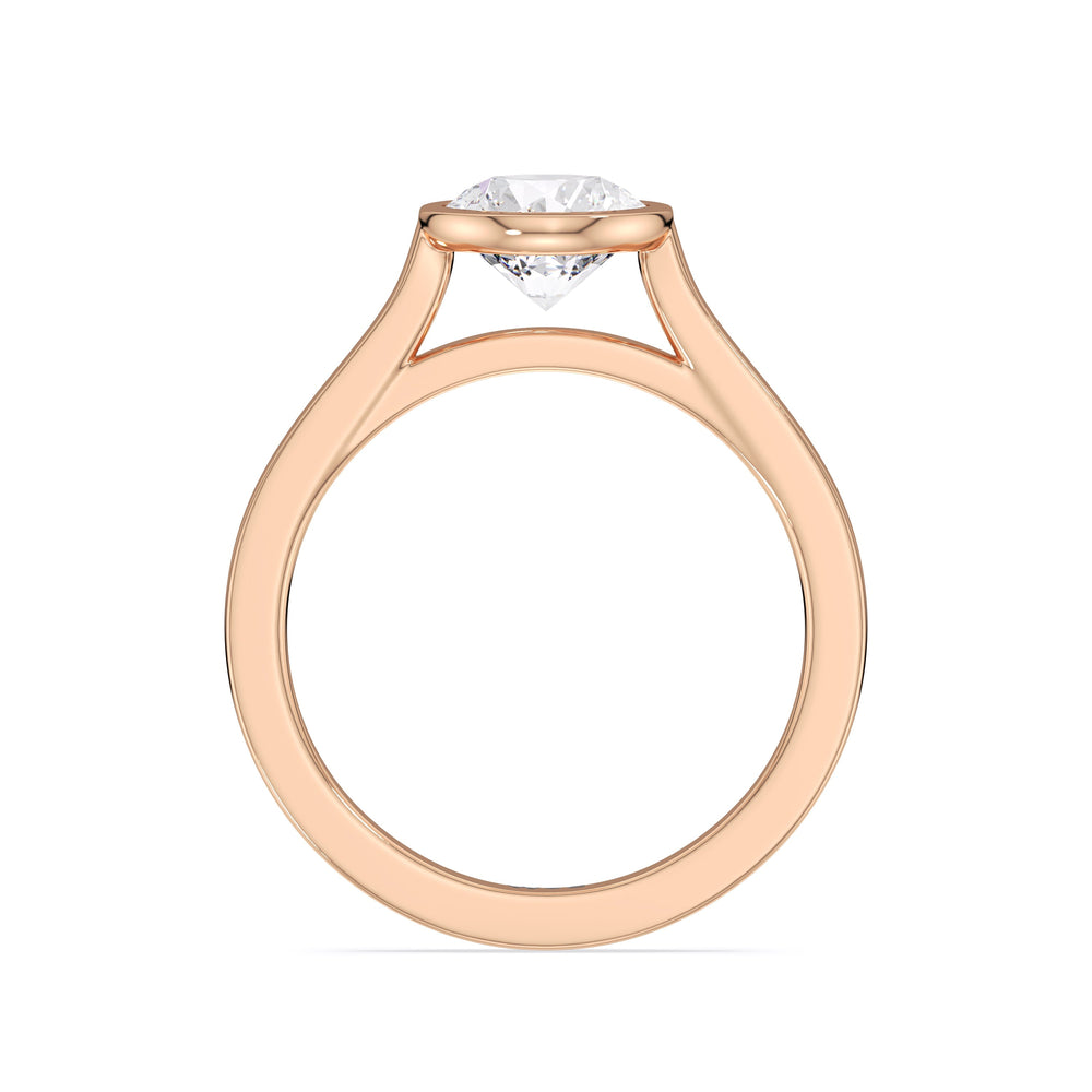 Fine Bezel Solitaire Engagement Ring with Round Cut Diamond in 14KT Rose Gold view 4
