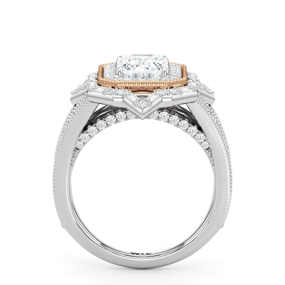Emerald Cut The San Remo Ring with Lab Grown Diamond in 14KT White & Rose Gold view 3
