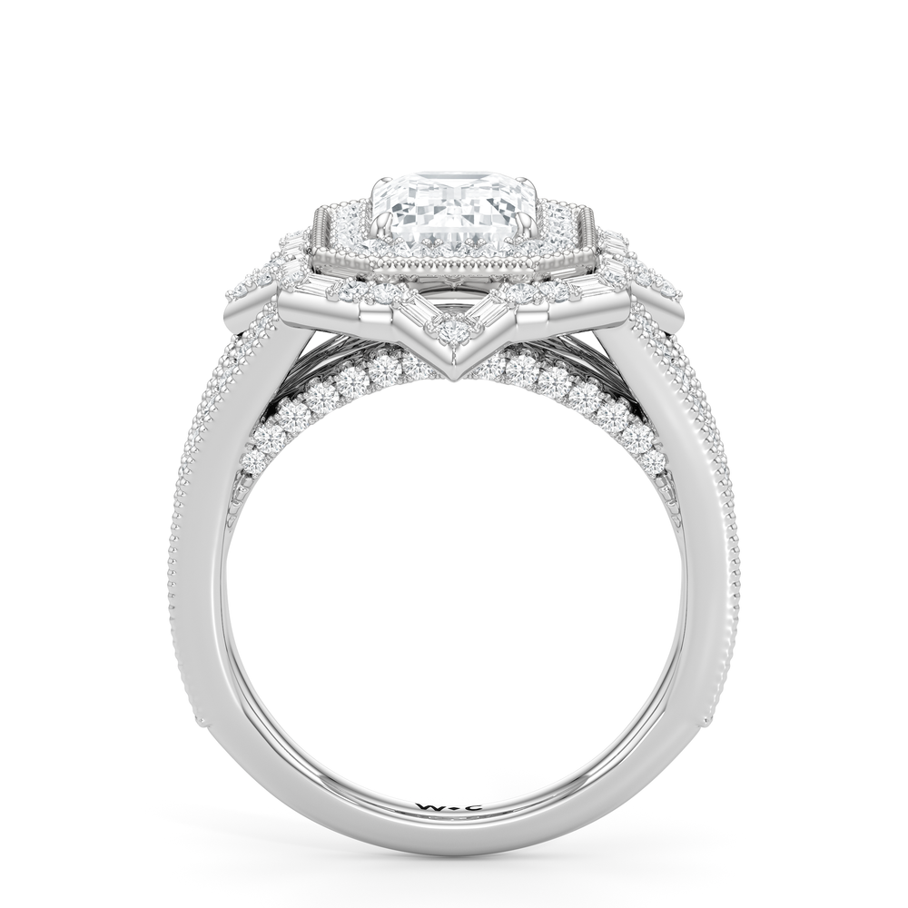 Emerald Cut The San Remo Ring with Lab Grown Diamond in 14KT Platinum view 3
